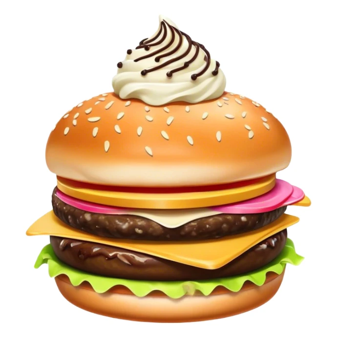 an hamburguer with ice cream  sticker