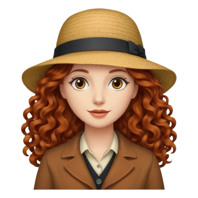 a woman with hat and have long curly hair sticker