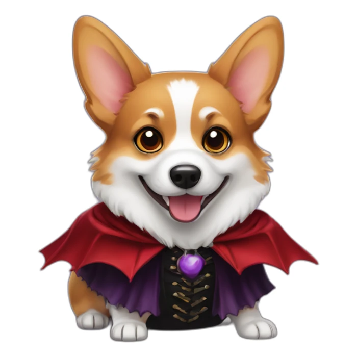 A pembroke Welsh corgi in a vampire costume sticker