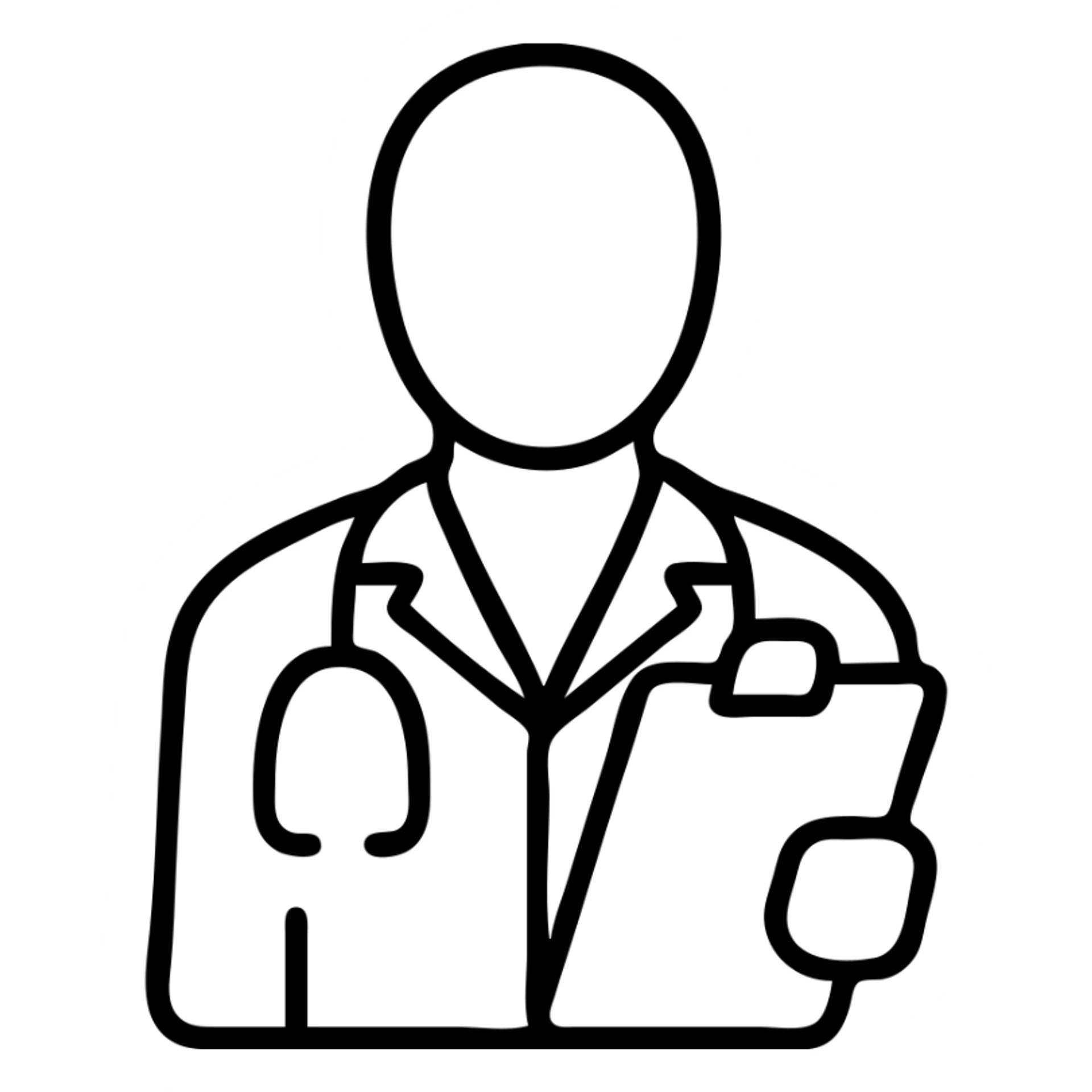 doctor with a clipboard wearing a white coat outlined icon sticker