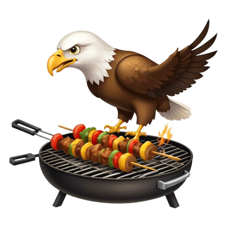 The eagle is grilling shashlik on the barbecue. sticker