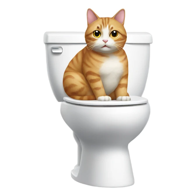 cat sitting on toilet sticker