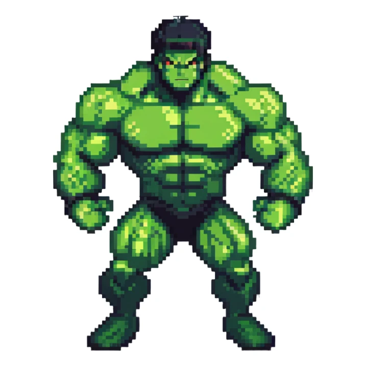 Hulk superhero, green muscular character in action pose sticker