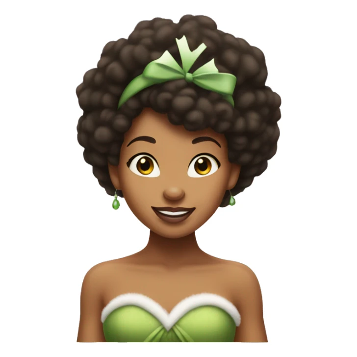 Disney Princess Tiana with afro wearing a santa hat sticker
