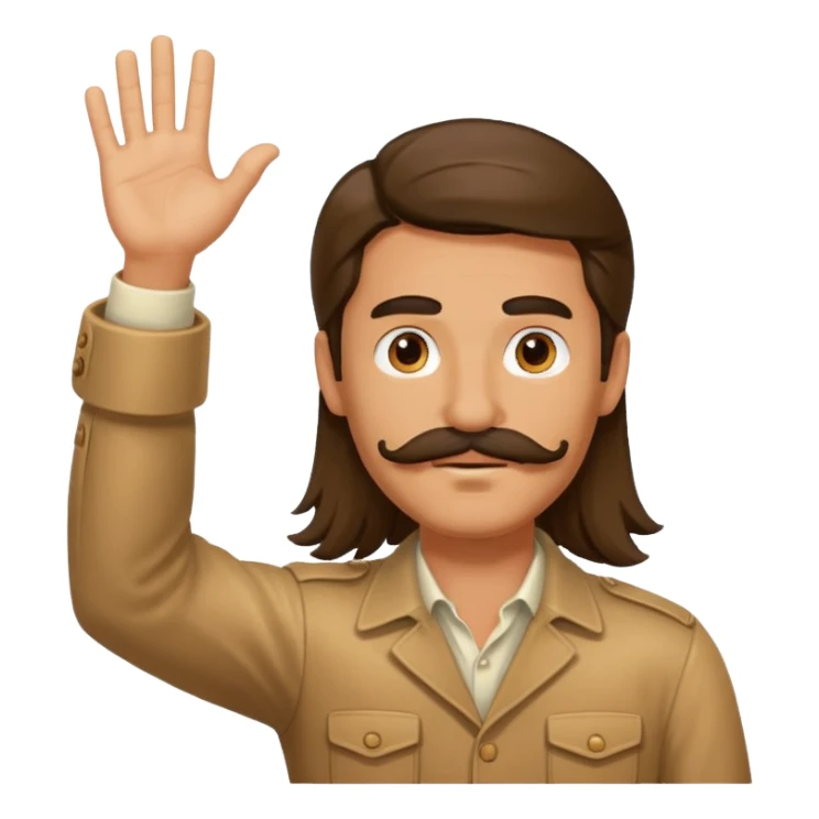 guy with a mustache and long hair raising his hand sticker