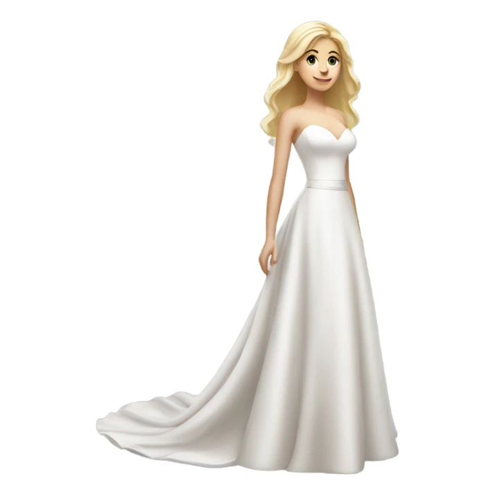 Beautiful finish blonde girl with from height wedding dress sticker