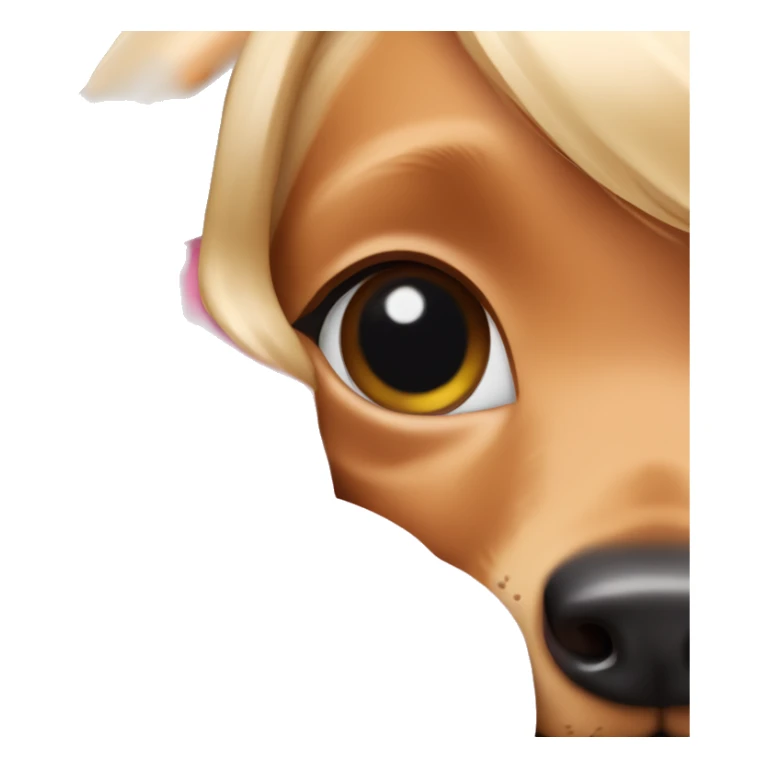 Barbie cuddling blonde Dachshund puppy close up sticker