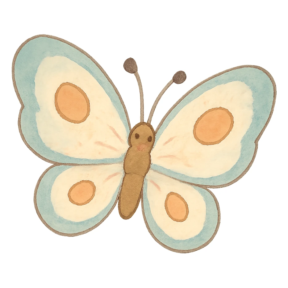 icon of a butterfly, soft colors, whimsical, ghibli style sticker