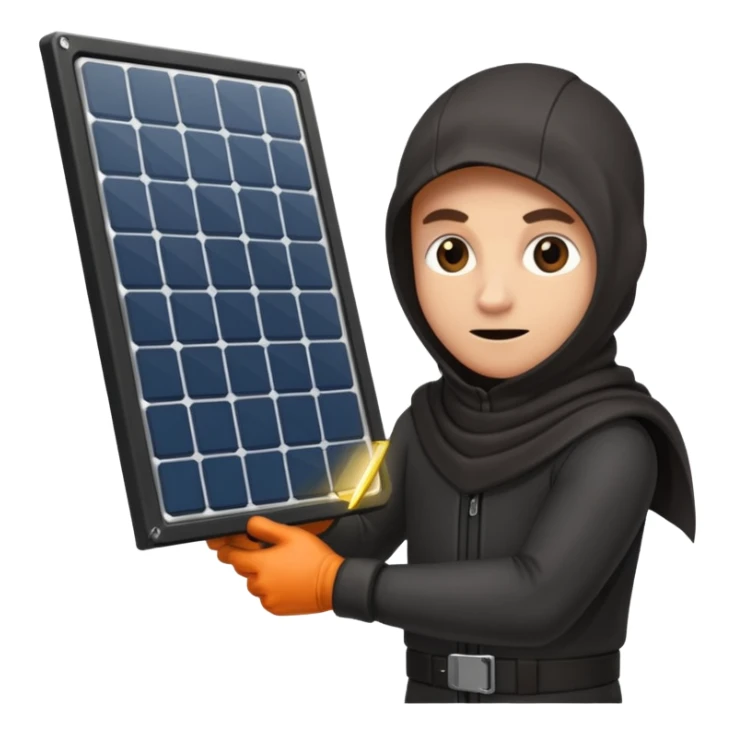 A thief is steal a solar panel sticker