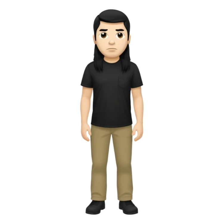 Chino Moreno long black shirt, khaki pants sticker