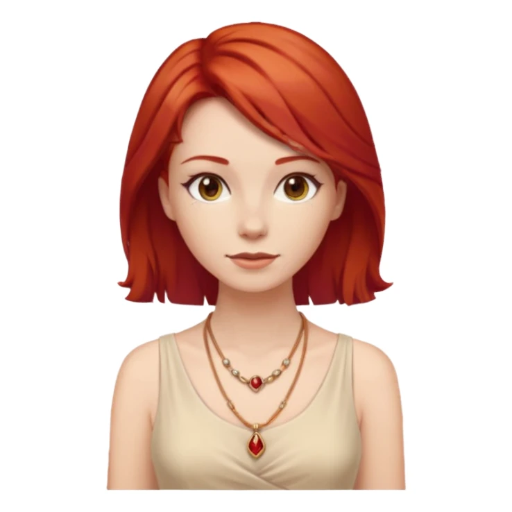 lady-in-light beige-dress-,-red-hair,-wearing-necklace sticker