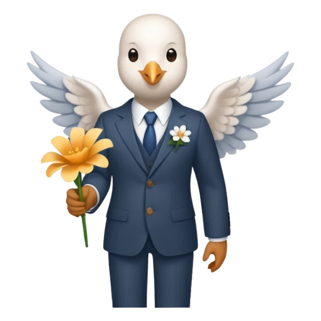 dove that has beautiful wings with a suit on and a flower in hand  sticker