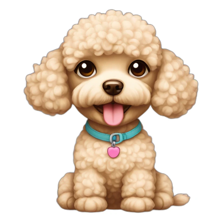 cream toy poodle with teddy bear haircut sticker
