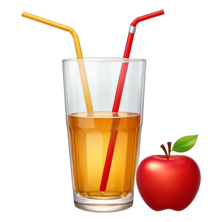 Apple juice in large glass with starw and apple at the side  sticker