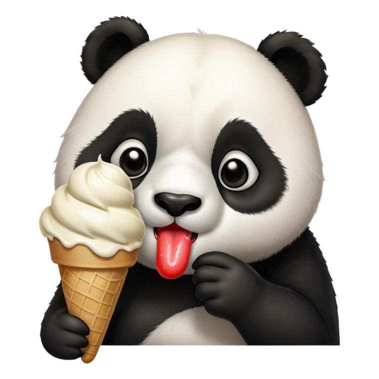 Panda eating ice cream kissing sticker