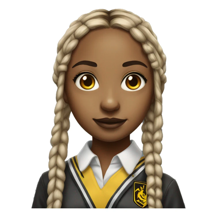  Hyper realistic girl with long box braids wearing Hufflepuff school uniform sticker