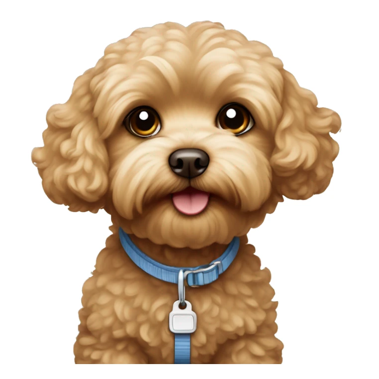 Brown Maltipoo ready for a walk with blonde girl sticker