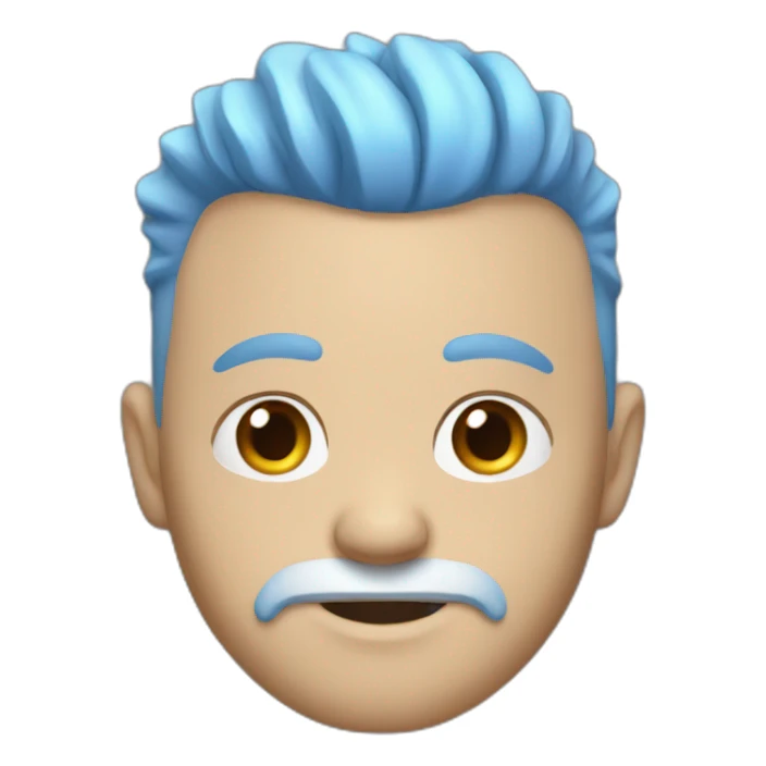 White Man with a short brown beard and a blue Mohawk sticker