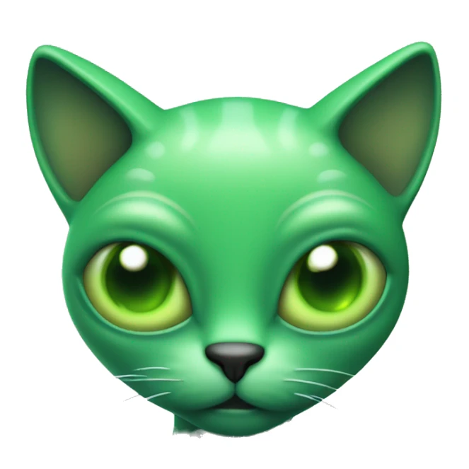 green cat alien with 4 eyes and 3 whiskers on each side sticker