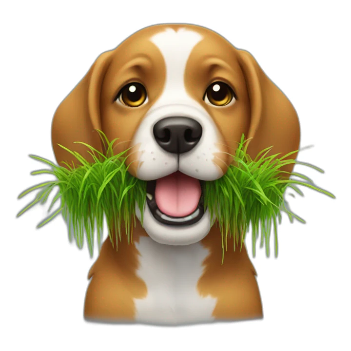 dog with grass in mouth sticker