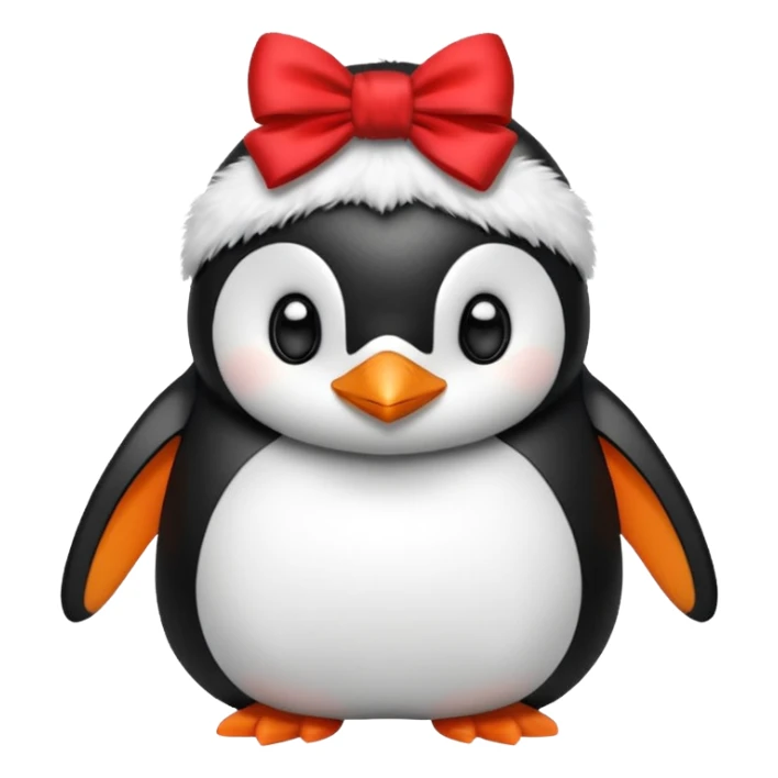 A penguin with a bow next to his head sticker