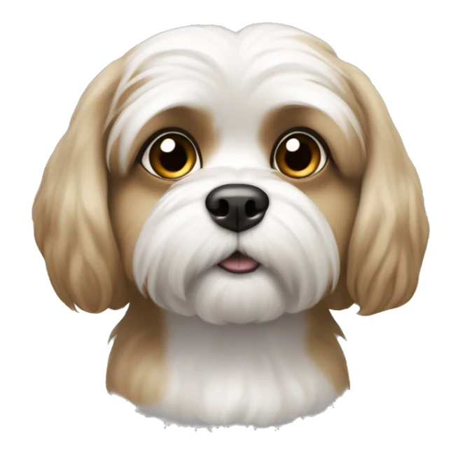 Shitzu dog is white in color with some light brown color. He has a little long ears and big eyes sticker