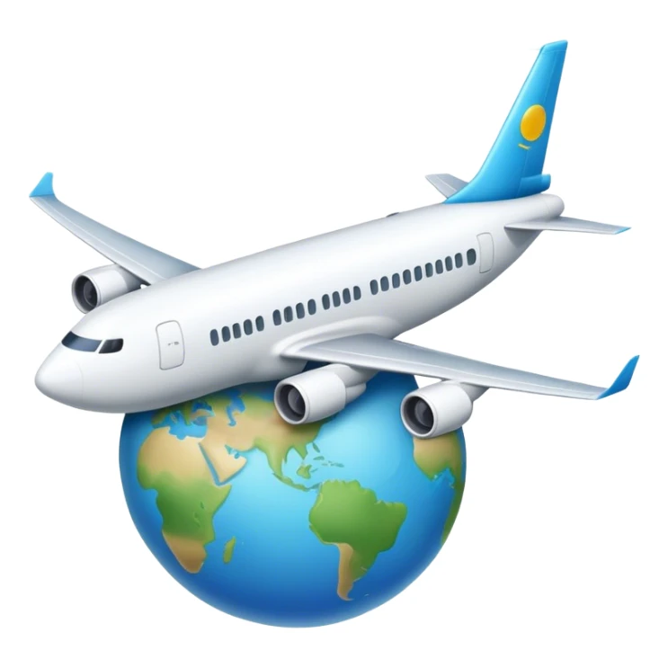 a plane flying around the world sticker