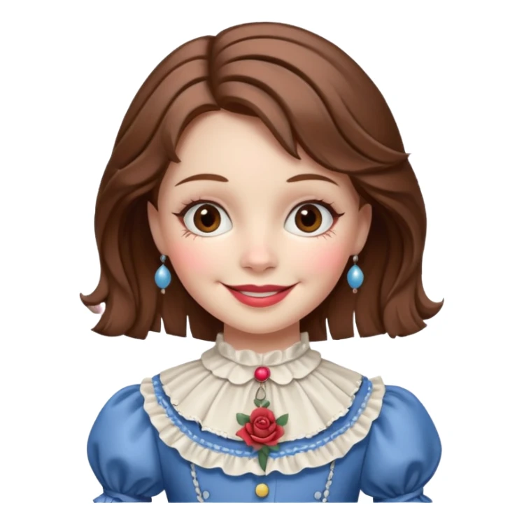 A marionette which is a girl with a brown hair and a beautiful smile sticker