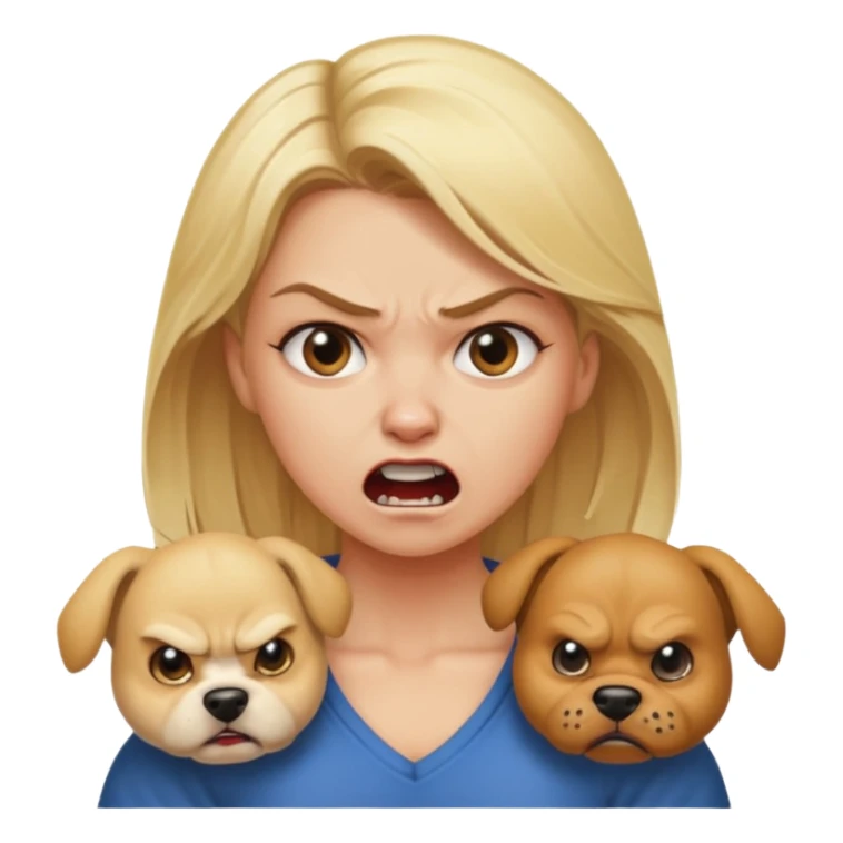 angry blonde women and dog sticker