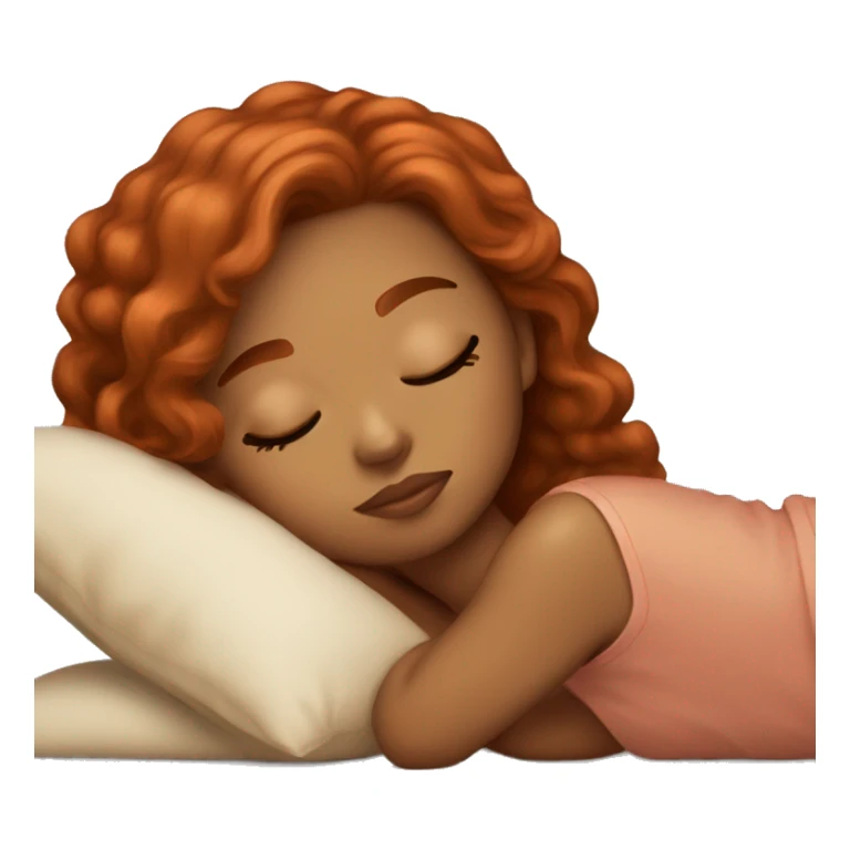 Light skin girl with rich copper hair color sleeping sticker