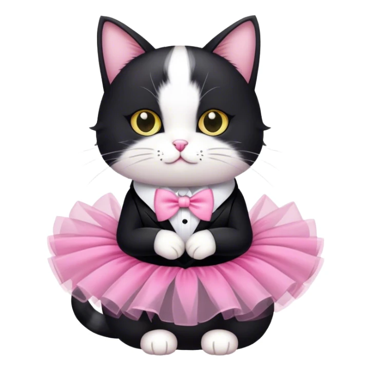 Tuxedo cat wearing a tutu sticker