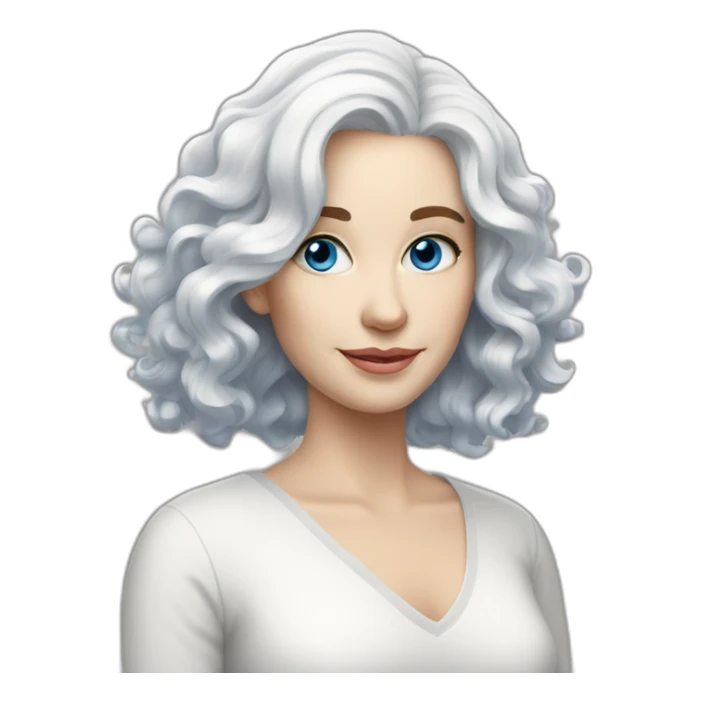 White wavy hair, white woman, 56 years, big blue eyes sticker