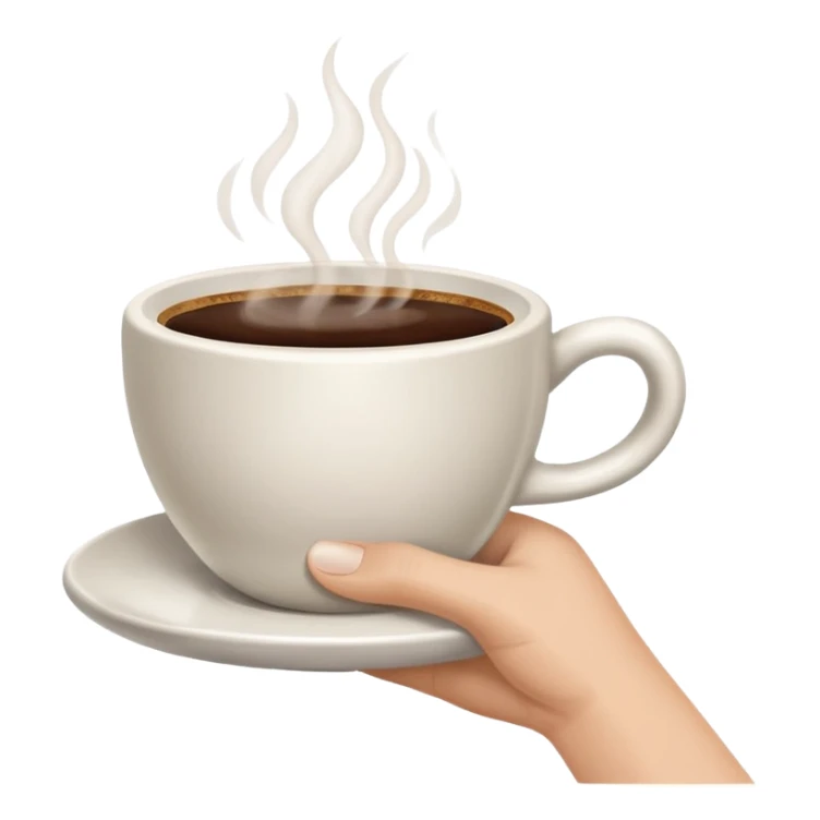 a white hand holding a cup of coffee but just the hand and the cup sticker