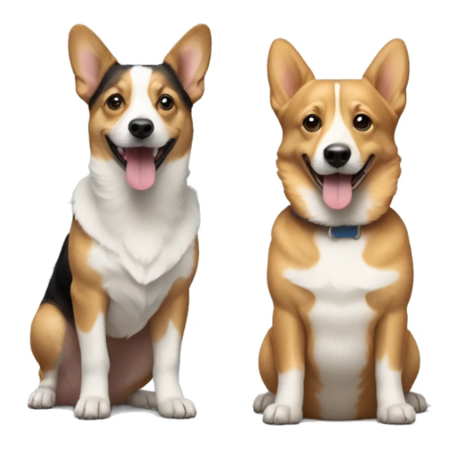 2 dogs together, one is a corgi, one is a small tan terrier  sticker