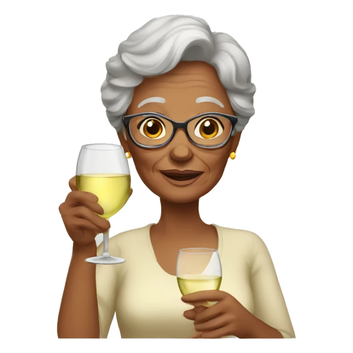 grandmother with a glass of white wine sticker