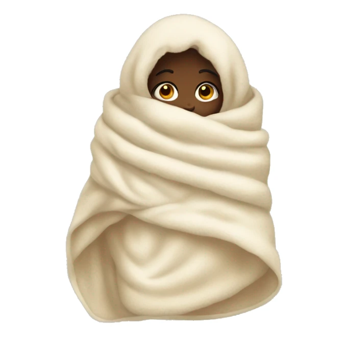 Girls wrapped in cream fluffy blanket sticker