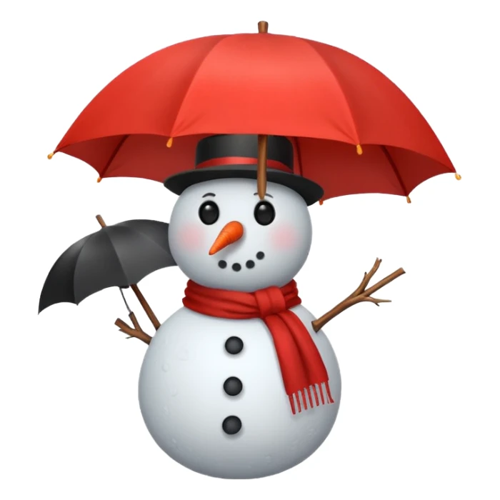 Snowman holding a red travelers umbrella sticker