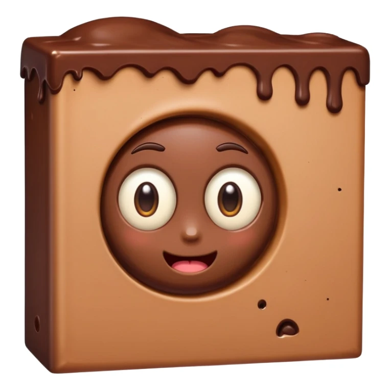 Cartoon chocolate mini pastry peeking from behind tiny wall, suspicious eyes, tiny chocolate smudges, chibi style, Twitch emoji style, transparent background, colorful
 sticker