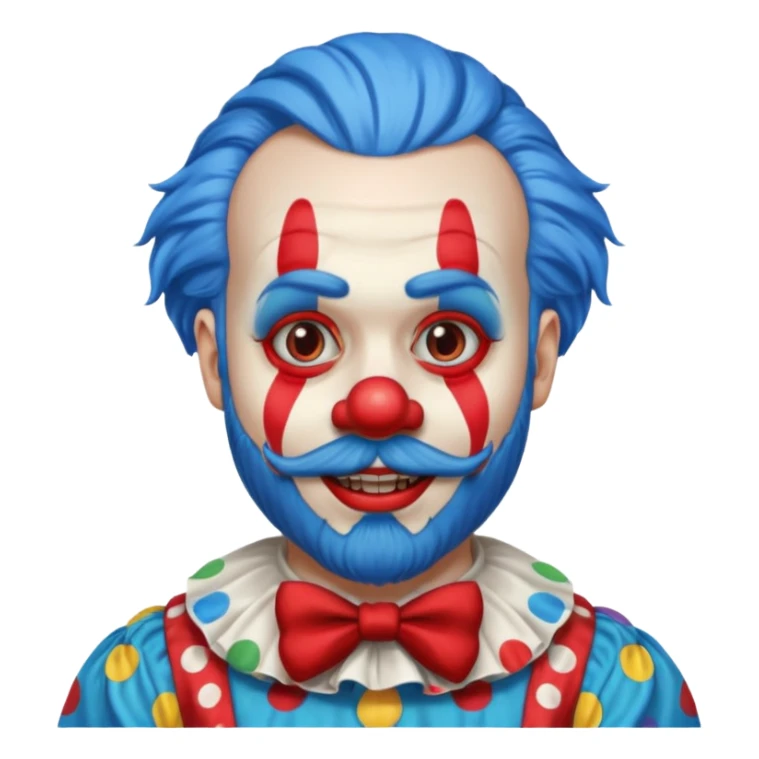 clown with beard, clown outfit, blue hair sticker