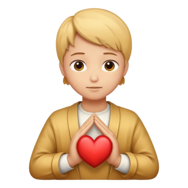 hands folded in prayer, heart of gold sticker