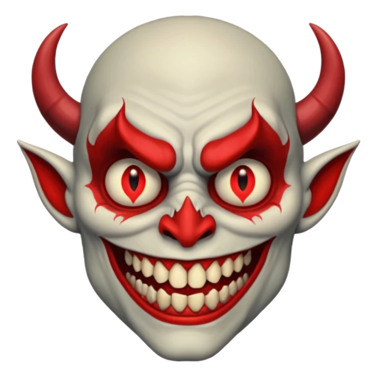 alastor the demon, smiling with his evil red eyes and long evil red teeth, looking evil and demonic and horrible and like a demon. sticker