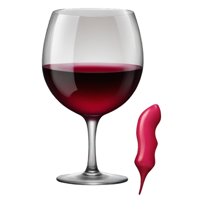 Glass of red wine with lipstick print on sticker