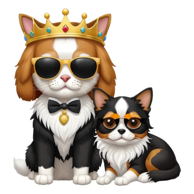 tuxedo cat and king charles cavalier wearing sun glasses  sticker