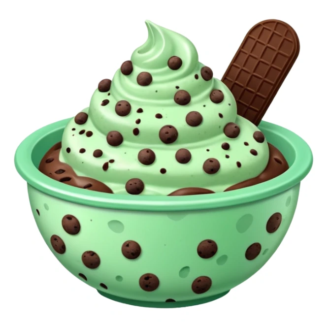 Bowl of mint chocolate chip ice cream  sticker