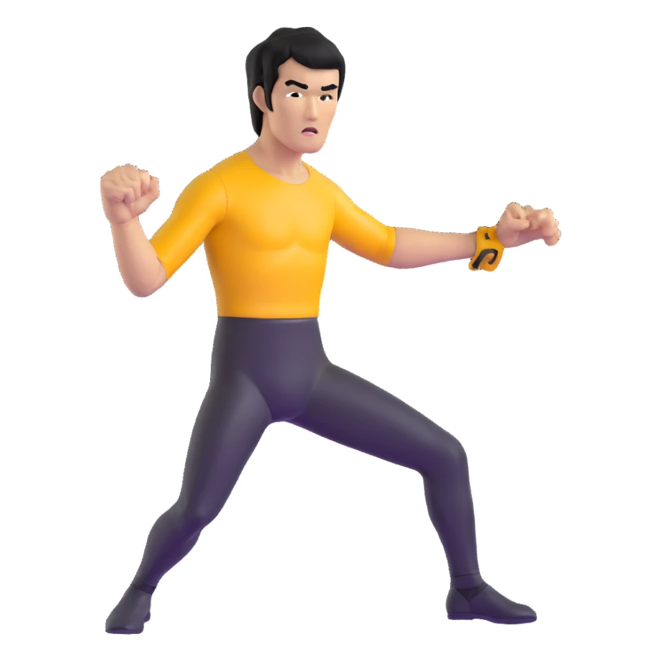 Bruce Lee performing his famous one-inch punch martial arts move sticker