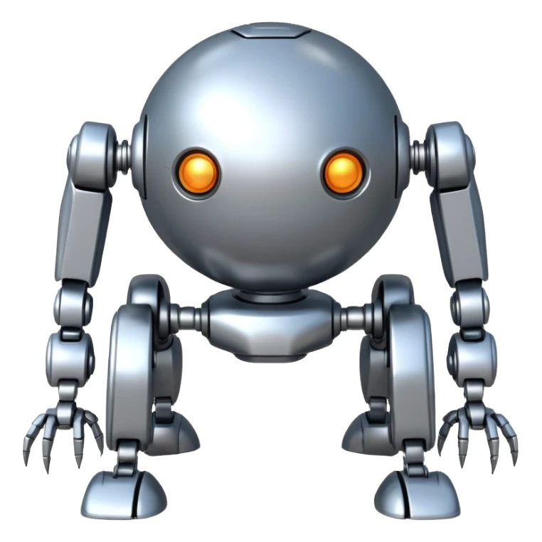 symmetrical 4 legged robot. center sphere with 4 evenly spaced legs. 1 leg extends from each side at sphere's equator sticker