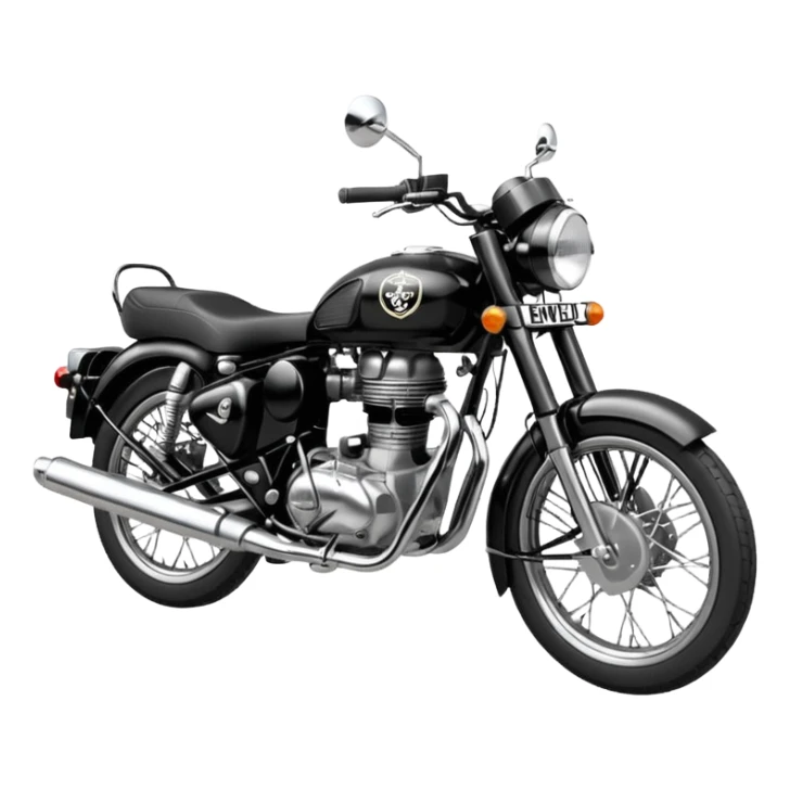 Black royal Enfield with white logo sticker