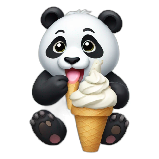 Panda eating ice cream sticker