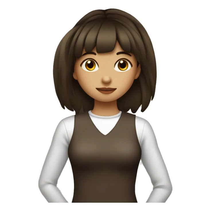 girl with bangs dark brown hair drinking a coffee Created 6 days sticker