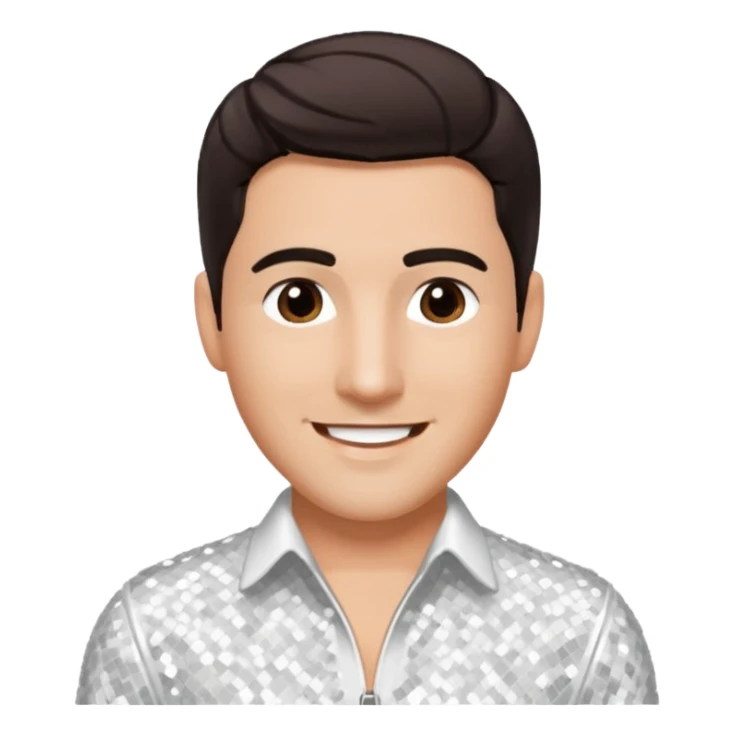 Jonathan Knight from NKOTB with dark brown hair, white sequin outfit sticker